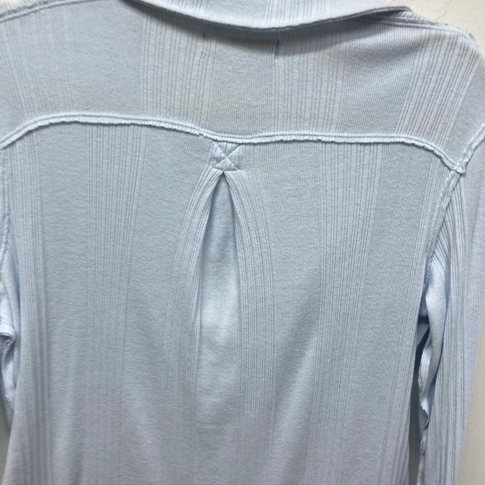 Free People - Annie Ribbed Long Sleeve Slouchy Pullover - Sky XS - Picture 8 of 11